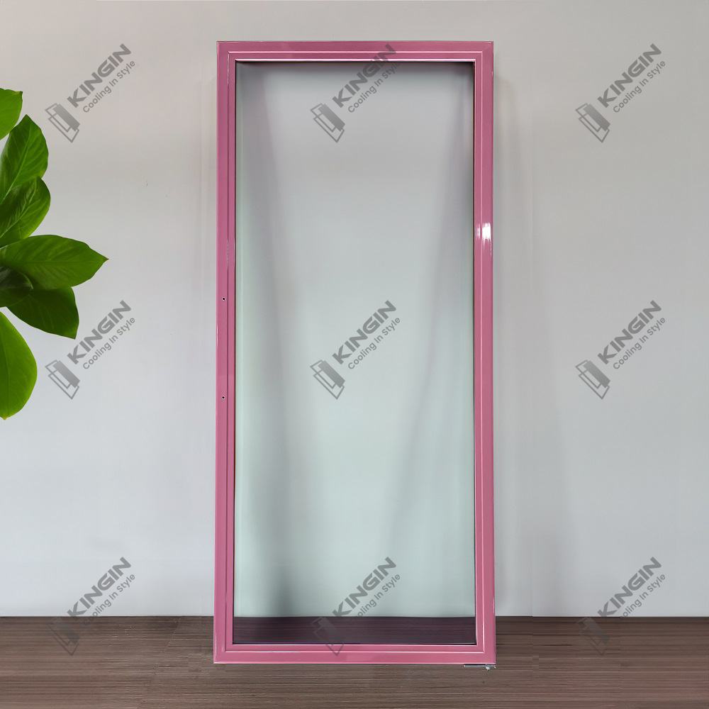Pink Freestanding Beverage Refrigerator Glass Door