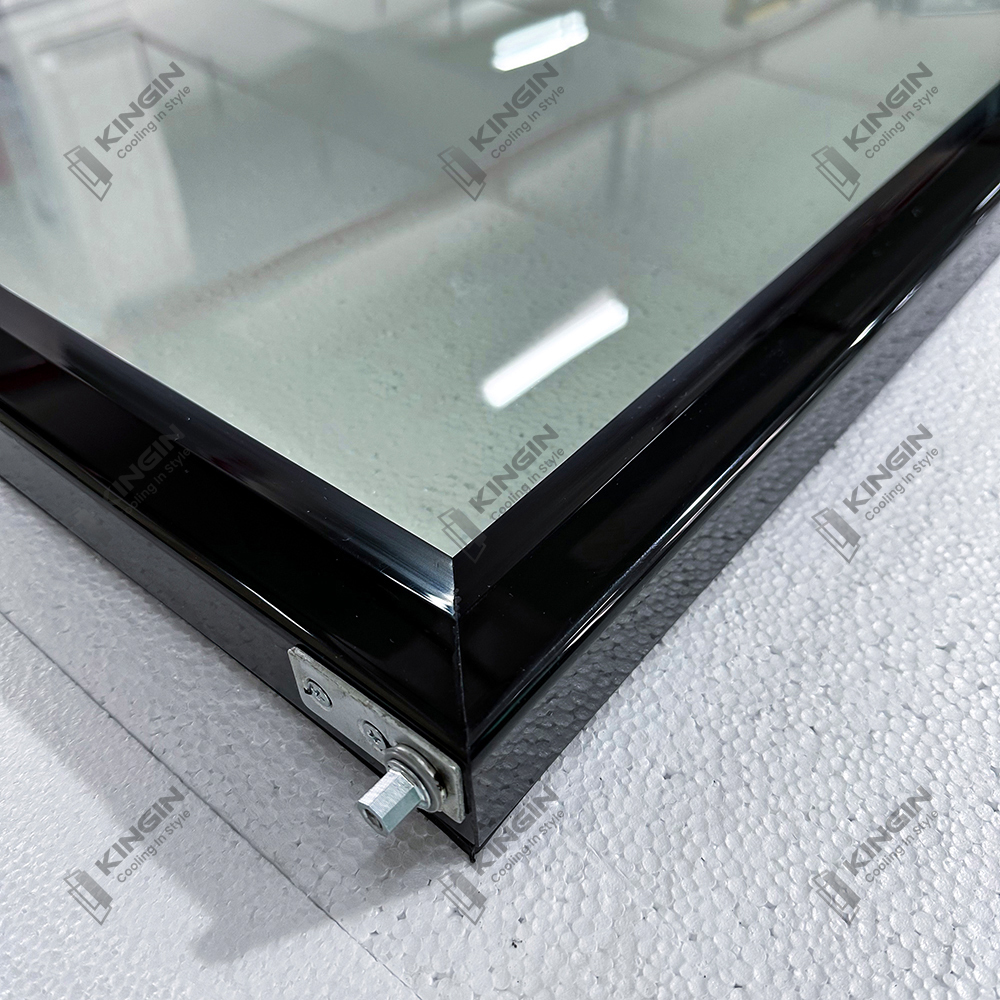 Manufacturer Black PVC Frame Upright Display Showcase Glass Door